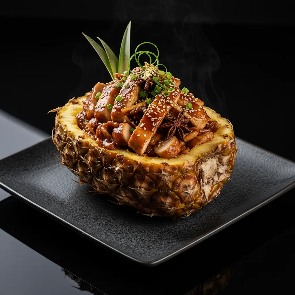Polow kip verse ananas gevuld met kipfilet