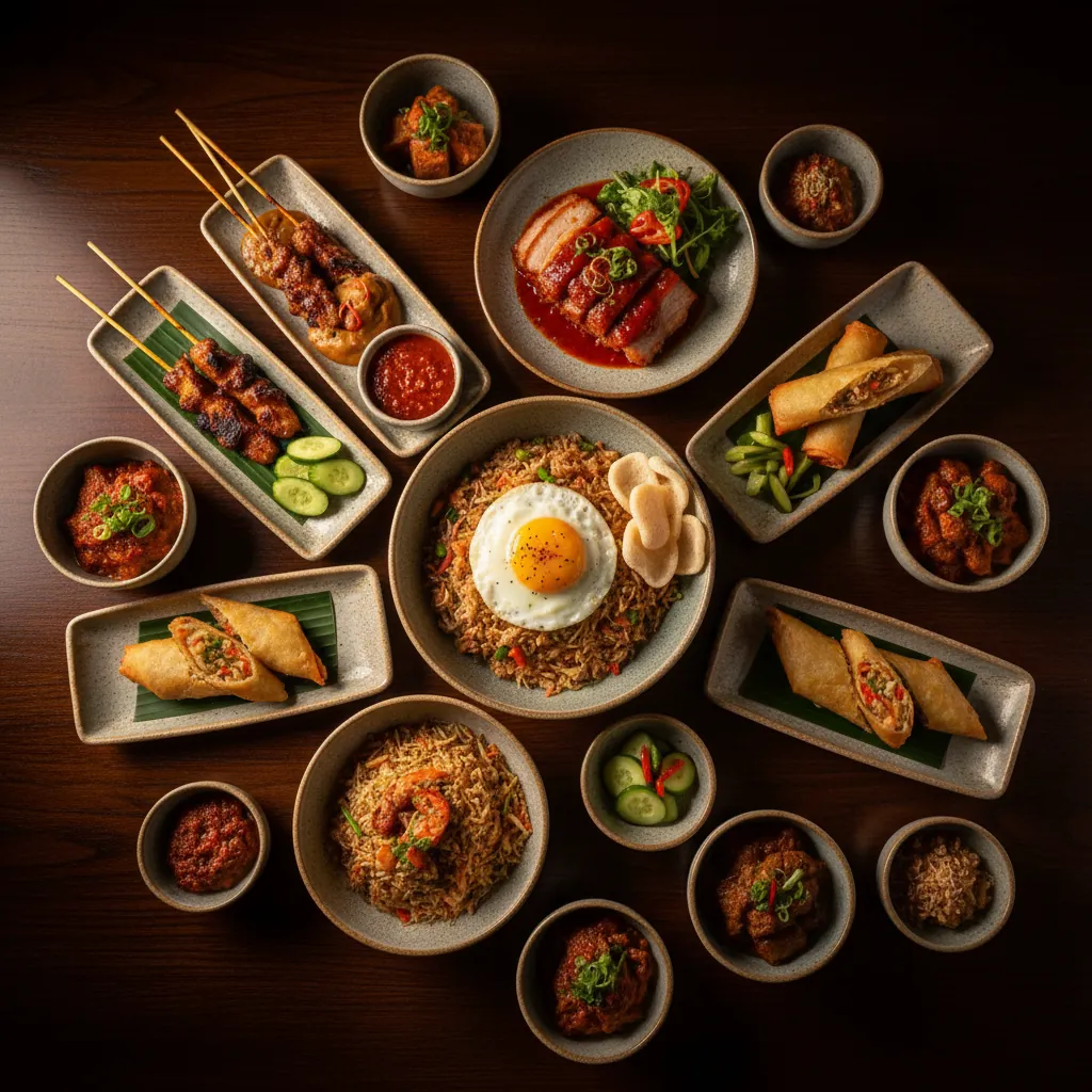 Maandmenu rijsttafel met diverse gerechten